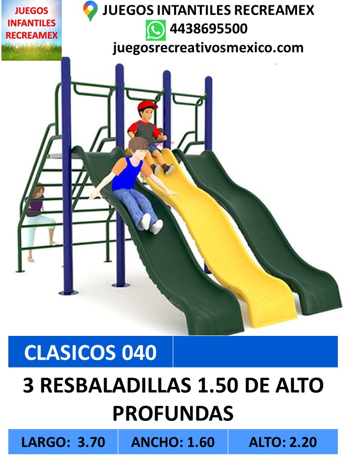 3 resbaladillas 1.50m profundas